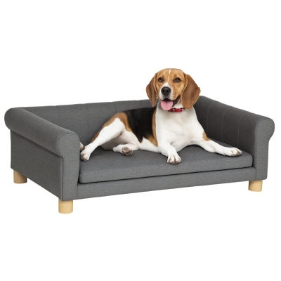 PawHut Modern Pet Sofa Cat or Medium Large Dog Bed W/ Removable Seat Cushion, Dark Grey