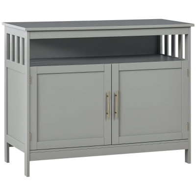 HOMCOM Modern Sideboard Buffet Cabinet, Gray with 2-Level Shelf