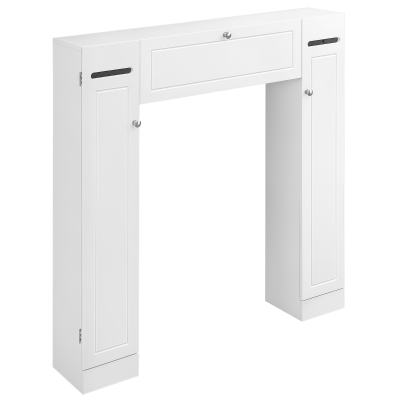 kleankin Over the Toilet Storage Cabinet, Freestanding Bathroom Organizers Cabinet with Flip Up Door and Adjustable Shelves for Laundry Room, White