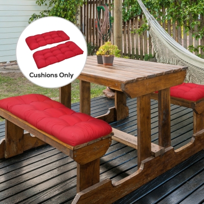 Outsunny Set of 2 Patio Bench Replacement Cushions, 2 Seater Outdoor Loveseat Cushion Seat Pad, 43" x 19" x 3", Wine Red