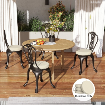 Outdoor Seat Cushion Set 15" Dia. x 2.8" H Cream