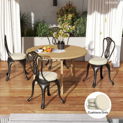 Outdoor Seat Cushion Set 15" Dia. x 2.8" H Cream