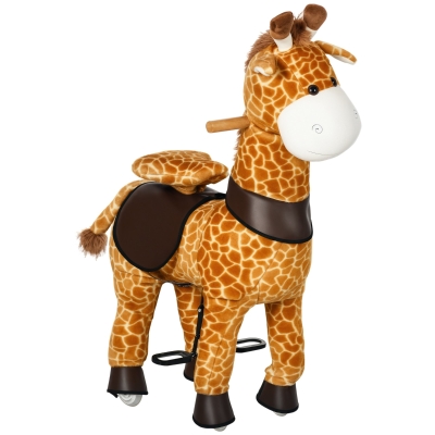 Qaba Ride On Horse Walking Horse Mechanical Rocking Horse Riding Pony Toy with Wheels Gift for 3-6 Years Girls Boys, Giraffe