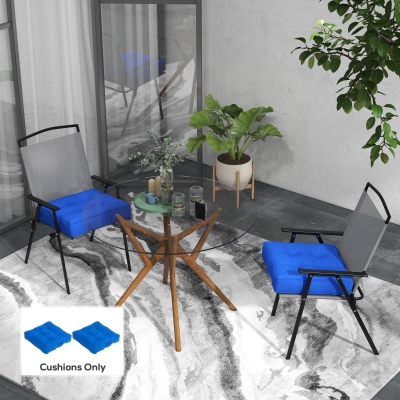 Outsunny 2-Piece Seat Cushion Replacement, Outdoor Patio Chair Cushions Set with Button Tufted, Navy Blue