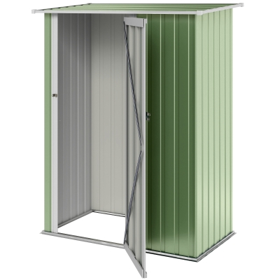 Outsunny 5 x 3ft Outdoor Storage Shed Metal Garden Shed Cabanon with Sloped Roof, Lockable Door for Tool, Light Green
