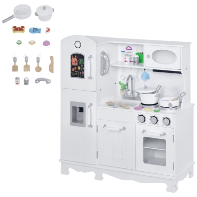 Qaba Large Kids Kitchen Playset with Telephone & Water Dispenser