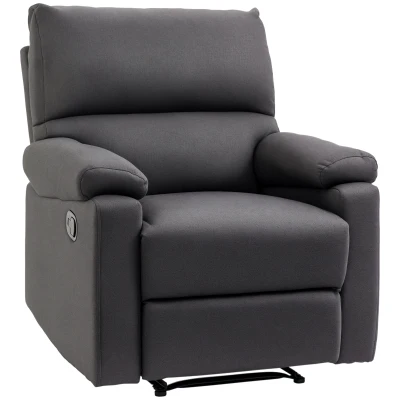 HOMCOM Recliner Chair, Manual Reclining Chair with Footrest, Padded Seat for Living Room, Bedroom, Study, Dark Grey