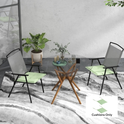 Outsunny 2-Piece Seat Cushion Replacement, Outdoor Patio Chair Cushions Set with Ties, Button Tufted, Green