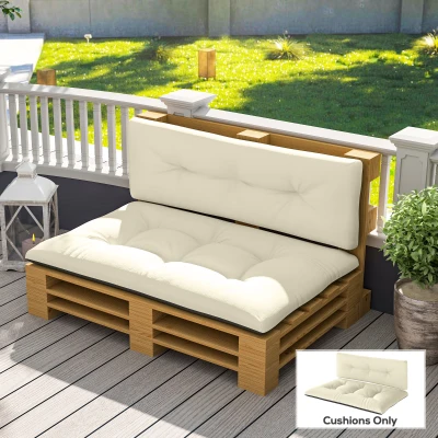 Outsunny 2-Seater Tufted Pallet Sofa Cushions, 3.9" Thick, Cream White