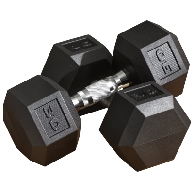 Soozier Rubber Dumbbells Weight Set, Total 60lbs, 30lbs Each, Dumbbell Hand Weight for Body Fitness Training for Home Office Gym, Black