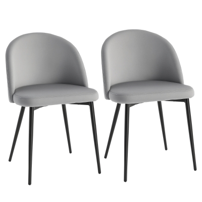 HOMCOM Set of 2 Mid-Back Dining Chair, Mid-Back Velvet-touch Upholstery Kitchen Chair for Living Room Dining Room, Dark Blue