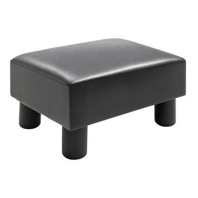HOMCOM Ottoman Foot Rest, Small Faux Leather Stool, Black