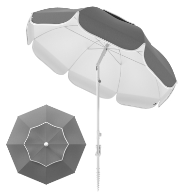 Outsunny 6 ft Beach Umbrella Portable with Sand Anchor, Carry Bag, Adjustable Height & Tilt, UPF50+ UV Protection, Grey