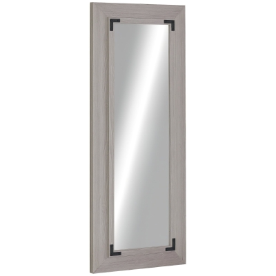 HOMCOM 59" x 23.5" Farmhouse Full Length Mirror, Wall Mount and Leaner Floor Mirror, Vertical and Horizontal for Bedroom, Grey
