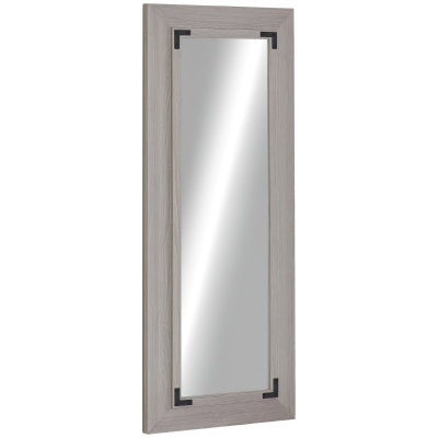 HOMCOM 59" x 23.5" Farmhouse Full Length Mirror, Wall Mount and Leaner Floor Mirror, Vertical and Horizontal for Bedroom, Grey