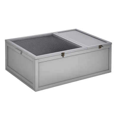 PawHut 37" Wooden Tortoise House, Gray Reptile Enclosure