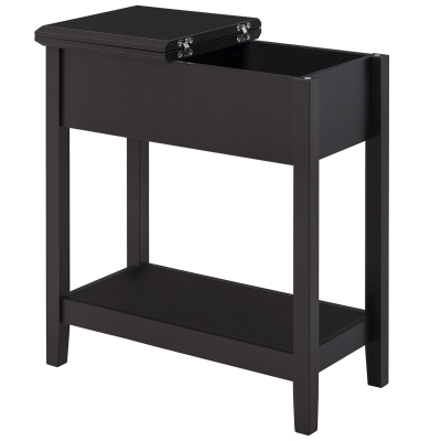 HOMCOM End Side Table, Flip Top Design with Storage Hinge Cabinet