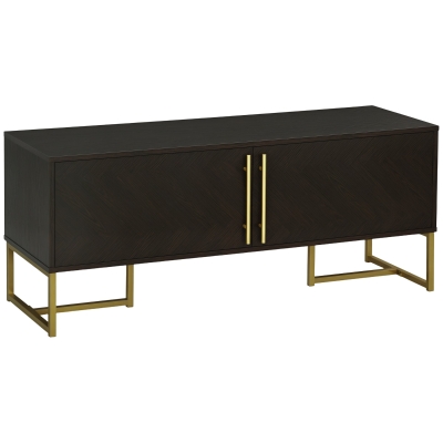 HOMCOM TV Stand for 55 inches, TV Cabinet with 2 Door Cabinets, 2 Cable Managements and Adjustable Shelves, Natural
