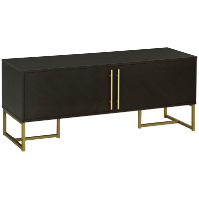 HOMCOM TV Stand for 55 inches, TV Cabinet with 2 Door Cabinets, 2 Cable Managements and Adjustable Shelves, Natural