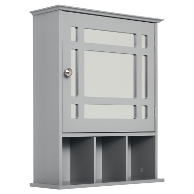 kleankin Bathroom Cabinet Wall Mount with Mirror Door 3 Shelf Organizer for Bathroom, Kitchen, Bedroom, Grey