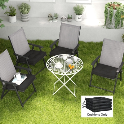 Outsunny Replacement Cushions for Rattan Furniture, 4 Piece Outdoor Seat Cushion Pad for Patio Set, Black