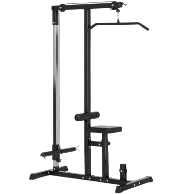Soozier LAT Pull Down Machine Cable Machine, High and Low Pulley Station with Adjustable Seat, for Home Gym
