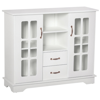 HOMCOM Sideboard Buffet Cabinet, White with Glass Doors & Shelves
