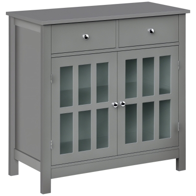 HOMCOM Sideboard Buffet Cabinet with Glass Doors, Gray