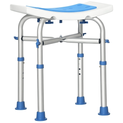 HOMCOM Height Adjustable Shower Chair, 16.7"W Aluminum Shower Stool for Inside Shower with Suction Cup Feet, EVA Padded Bath Seat for Senior, Elderly, Disabled