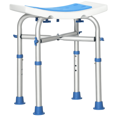 HOMCOM Height Adjustable Shower Chair, 16.7"W Aluminum Shower Stool for Inside Shower with Suction Cup Feet, EVA Padded Bath Seat for Senior, Elderly, Disabled