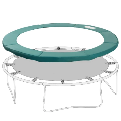 Soozier 14FT Trampoline Pad Replacement, Φ168" Spring Cover, Water-Resistant Universal Round Trampoline Safety Pad, No Holes for Pole, Green