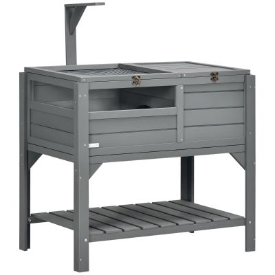 PawHut Tortoise Habitat with Shelf Storage, Indoor, Gray