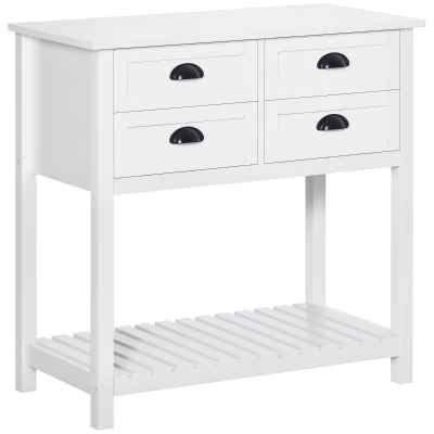 HOMCOM Coffee Bar Cabinet, White Sideboard with 4 Drawers