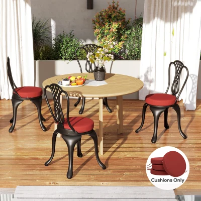 Outdoor Seat Cushion Set 15" Dia. x 2.8" H Wine Red