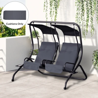Porch Swing Cushions 48.75" L x 21.75" W x 2" H Dark Gray