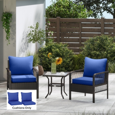 Outdoor Seat Cushion Set 25" L x 22.5" W x 6.5" H Blue