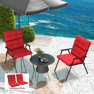 Outsunny 2-Piece Back Seat Cushion Replacement, Outdoor Patio Chair Cushions Set with Ties, Button Tufted, Red