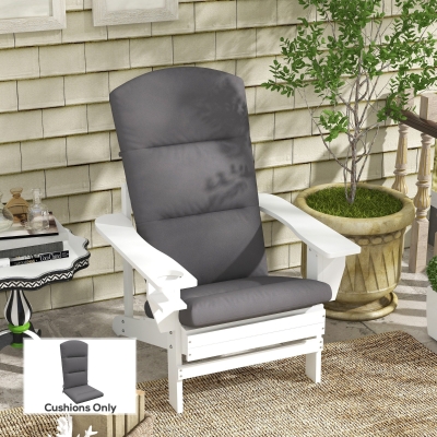 Outsunny Patio Chair Cushion for Adirondack Chairs Replacement Cushion with Back and Ties, Grey