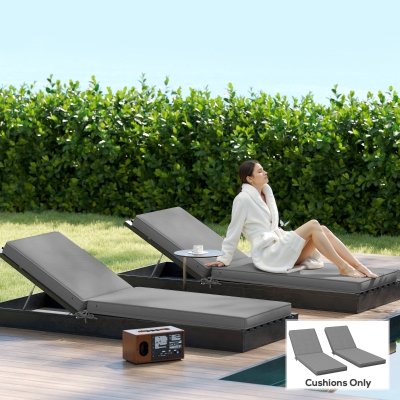 Outdoor Seat Cushion Set 72" L x 21" W x 3" H Gray