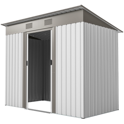 Outsunny 7' x 4' Metal Garden Shed, Tool Storage, Silver
