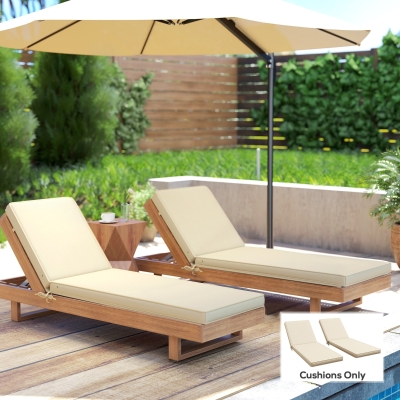 Outdoor Seat Cushion Set 72" L x 21" W x 3" H Beige