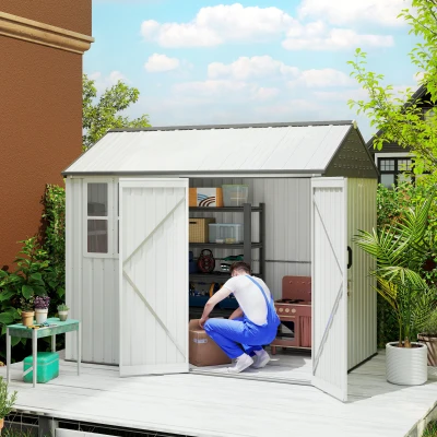 Garden Shed Storage 102" L x 69.3" W x 90.6" H White