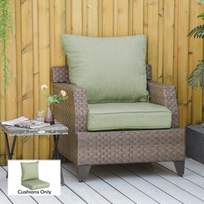 Outsunny Patio Chair Cushions, Thick Deep Seat Outdoor Seat Cushion with Back Cushion, Light Green