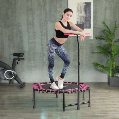 Fitness Trampoline with Lights 44.9" L x 44.9" W x 52.4" H Pink
