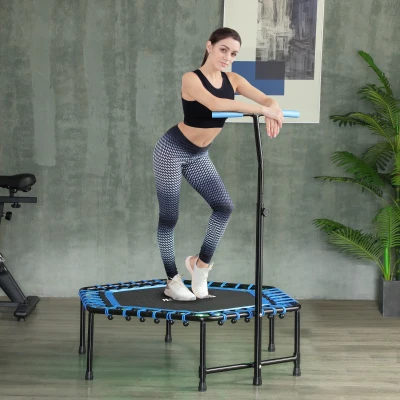 Fitness Trampoline with Lights 44.9" L x 44.9" W x 52.4" H Blue