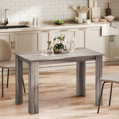 HOMCOM 47" Kitchen Table for 4-6 People, Dining Table with Wood Effect for Dining Room, Light Grey