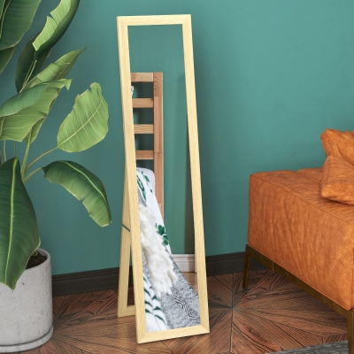 HOMCOM 15" x 62" Full Length Mirror for Bedroom, Free Standing Dressing Mirror, Wall Mirror for Living Room, Oak
