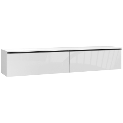 HOMCOM Wall Mounted TV Stand, Floating TV Cabinet for up to 70" TVs with Storage, High Gloss Effect, White