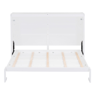 Full Size Murphy Bed with Dual Piston Mechanism, Space-Saving Wall Bed with Flexible Slats, Easy to Install, 77.5" L x 61.5" W x 62" H, White