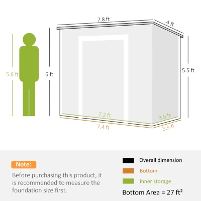 Outsunny 8' x 4' Plastic Outdoor Storage Shed with Floor, Window, Lockable Doors and Vents for Backyard Patio Lawn, Gray(m-3)